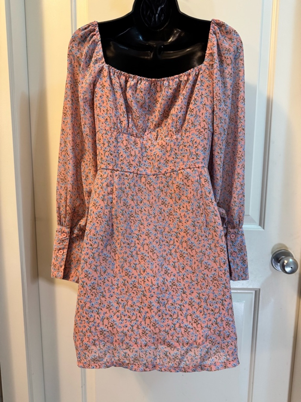 Princess Polly Pink Floral Mini Dress - Square Neck Buttons Cottagecore - US 6 - Picture 8 of 9